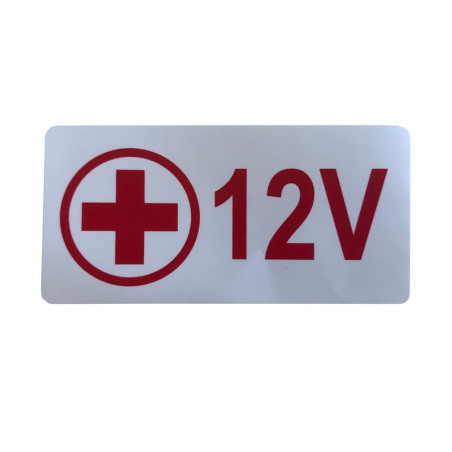 C654-44 Naklejka " + 12V" (Decal) ROBINSON  R22 / R44 / R66