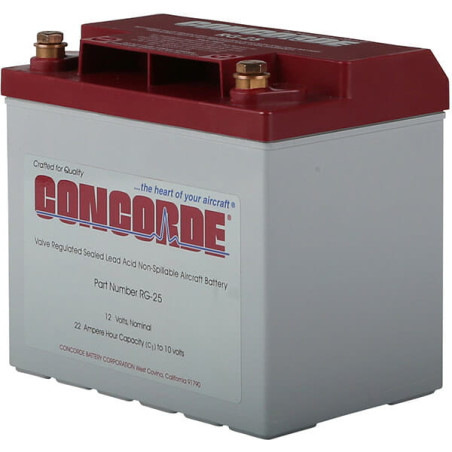Battery CONCORDE RG-25 12V / 22Ah szczelny (bezobsługowy), lotniczy akumulator kwasowo-ołowiowy R22 / R44