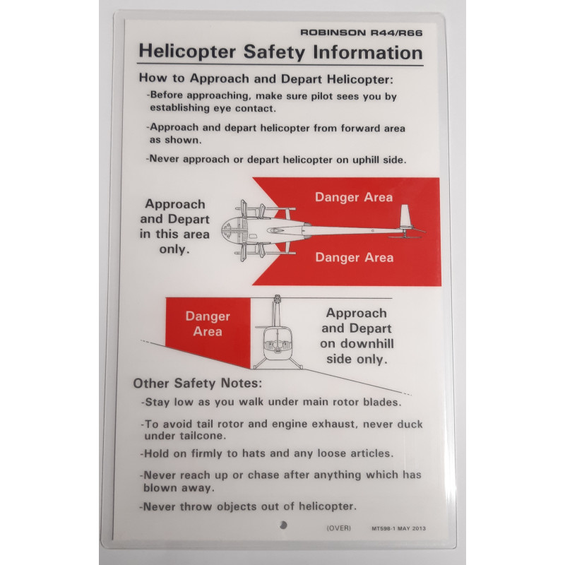MT598-1 Passenger Safety Card