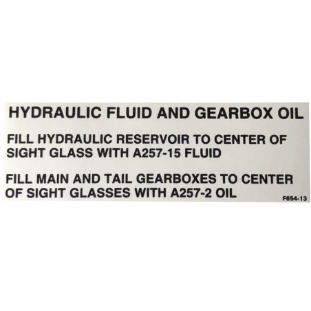 F654-13 Naklejka Decal "Hydraulic Fluid..." ROBINSON R44