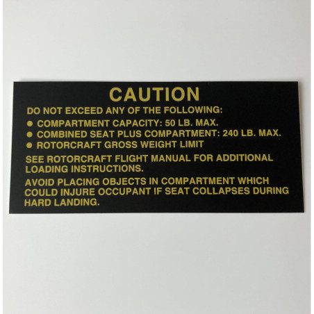 A654-2 Naklejka Decal, "Caution Do Not Exceed..." ROBINSON R22