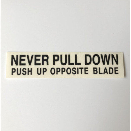 A654-25 Naklejka Decal "Never Pull Down Push Up..."  ROBINSON R22/R44