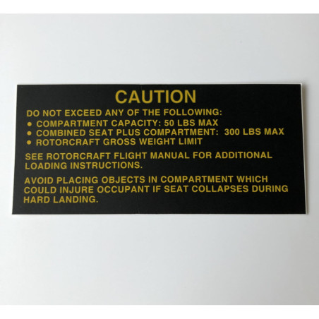 C654-1 Naklejka Decal, "Caution Do Not Exceed..." ROBINSON R44