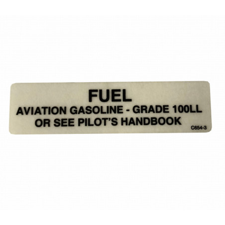 C654-3 Naklejka Decal, "Fuel 100 Oct Min..." ROBINSON R22/R44