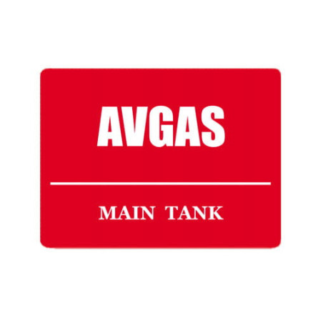 Naklejka na zbiornik paliwa, AVGAS MAIN TANK