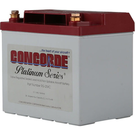 Battery CONCORDE RG-25XC seria PLATINUM 12V / 24Ah szczelny (bezobsługowy), lotniczy akumulator kwasowo-ołowiowy R22 / R44